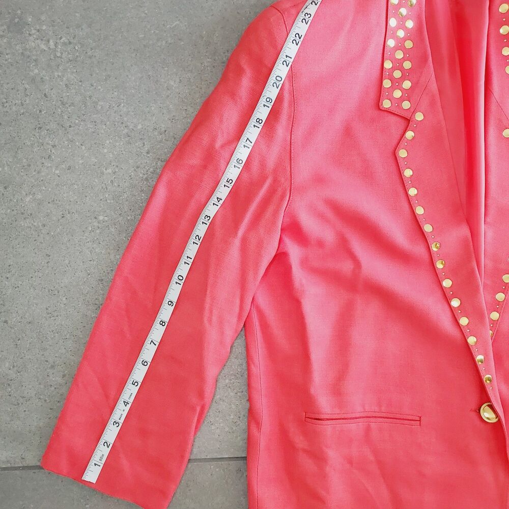 Vintage Mardel Womens Coral Pink Blazer Business Casual Unique Dolly Retro SZ 12 - Picture 9 of 11